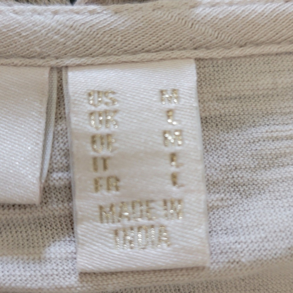 LOGO‎ Lavish Top M Beige Floral Embroidered Mesh Overlay Boho Artsy Cottagecore - Picture 12 of 16